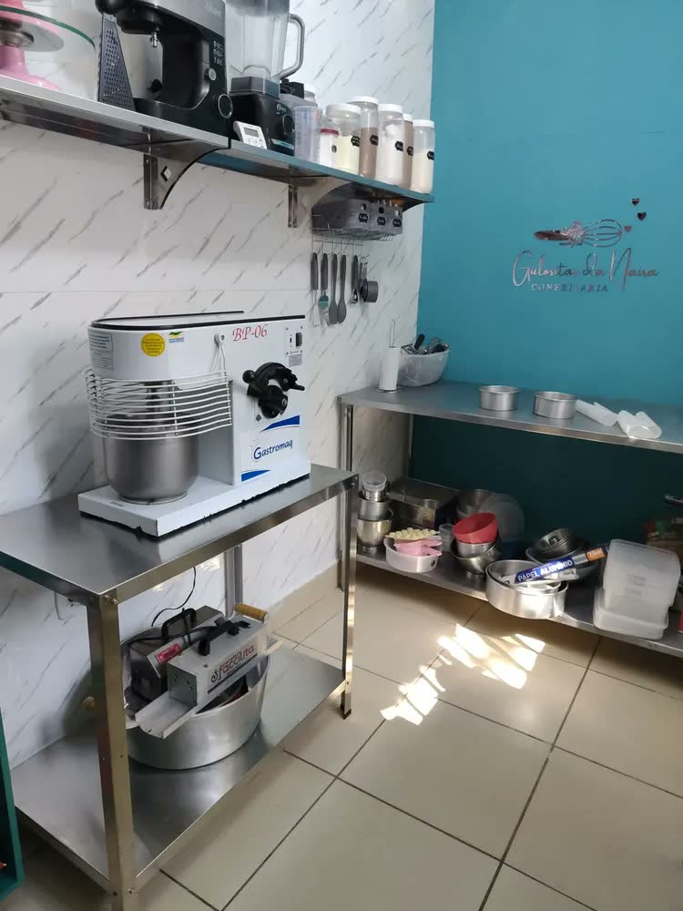 foto de Mesa Inox Prateleira Industrial Cozinha Escritório Reforçada