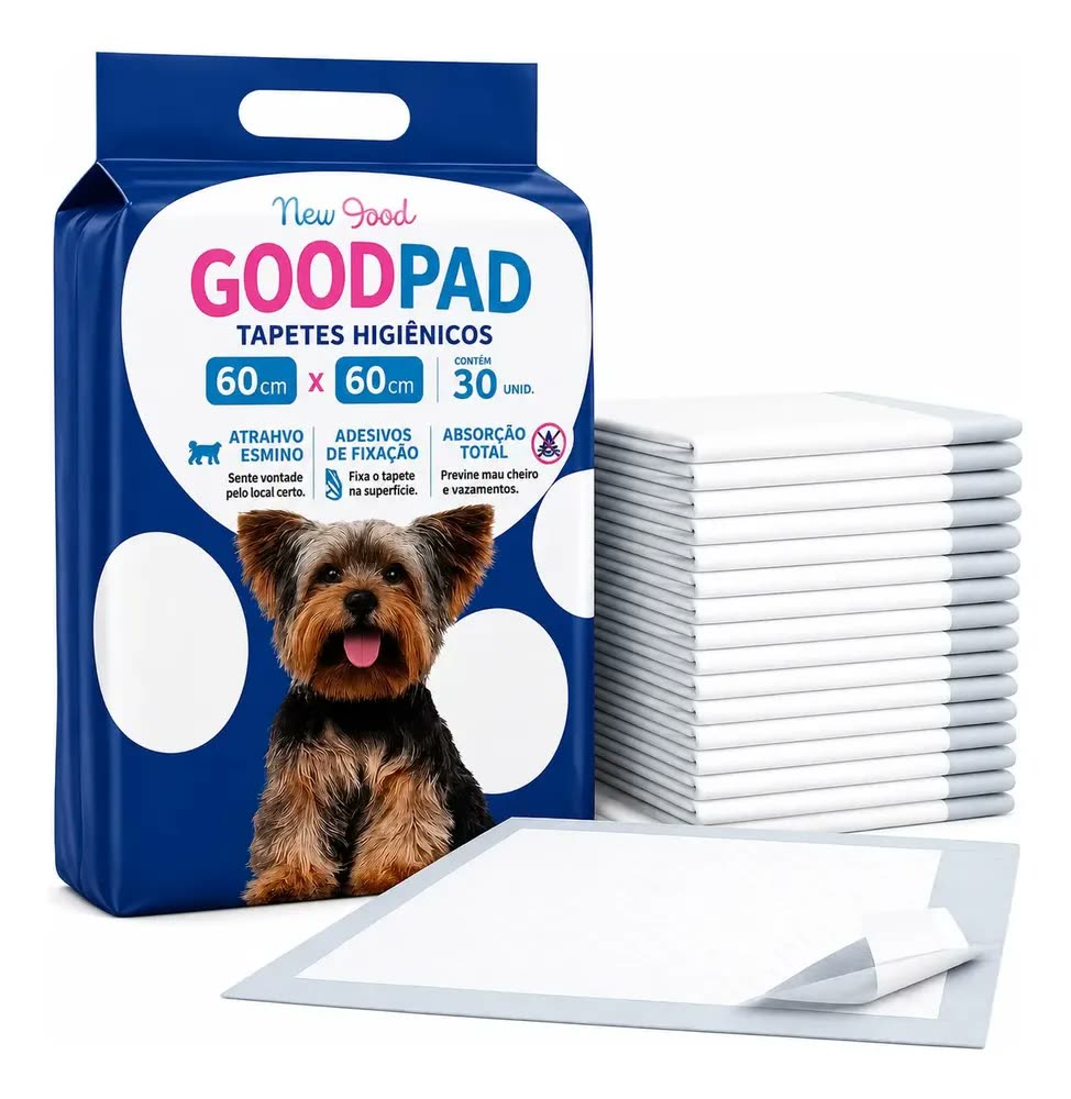 Tapete Higiênico Premium Pet 30un 60x60cm Alta Absorção Cães Branco