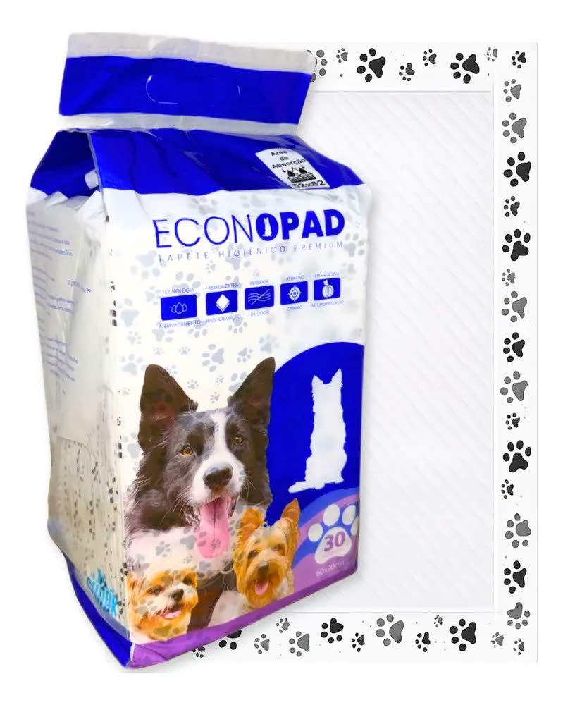 foto de Tapete Higiênico Sanitário Cães 30un 90x60 Econopad Branco Branco