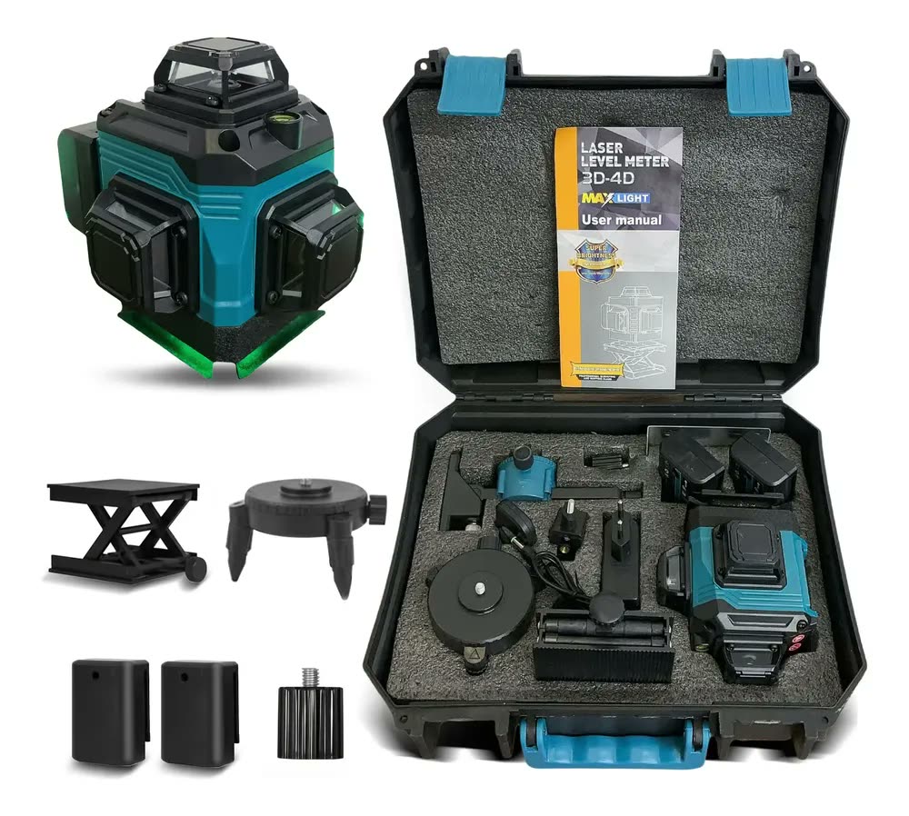 Kit Nível Verde Laser 4d 16 Linhas Profissional Com Maleta