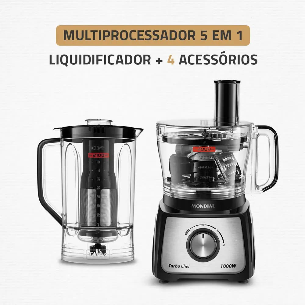 Multiprocessador de Alimentos Turbo Chef 9 em 1 MPN-01-BF Mondial