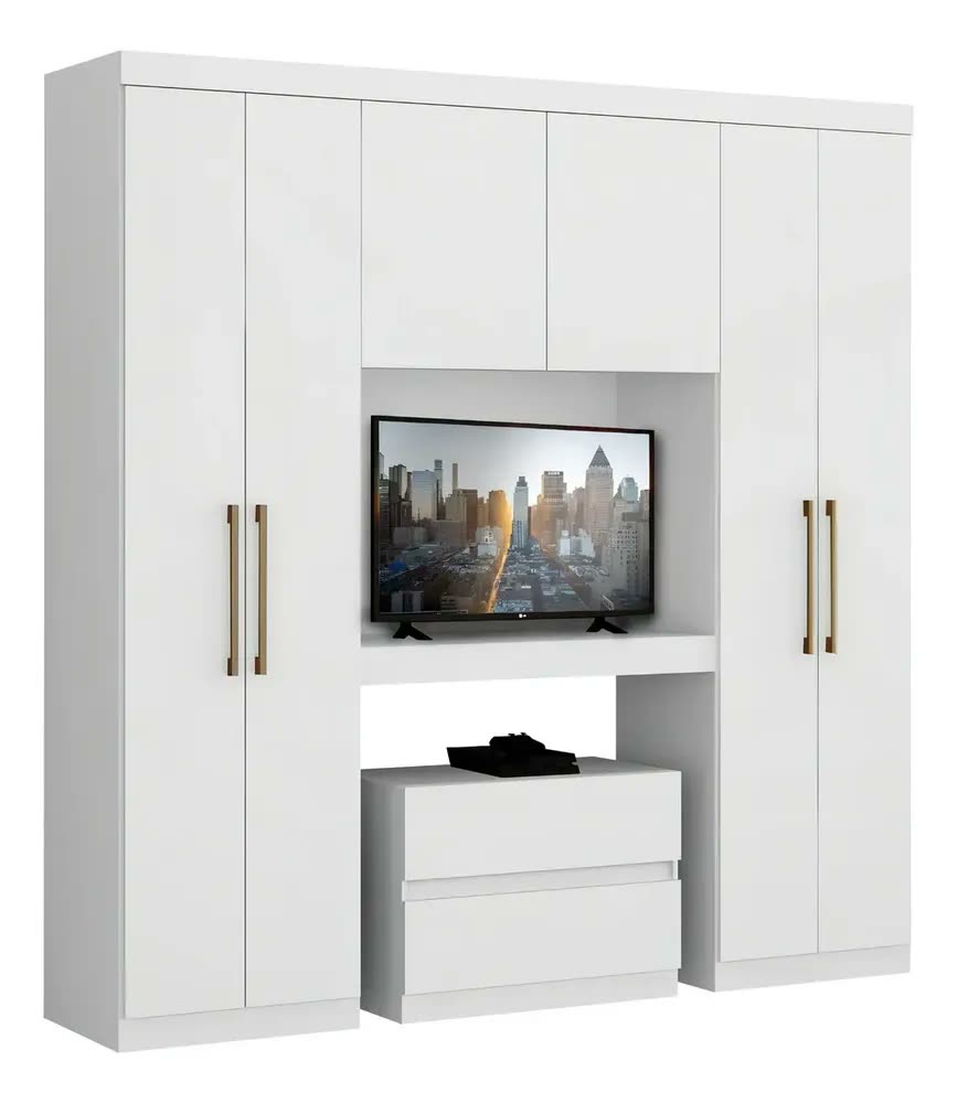 Guarda Roupa Casal 6 Portas 2 Gavetas Porto Branco Móveis Carraro