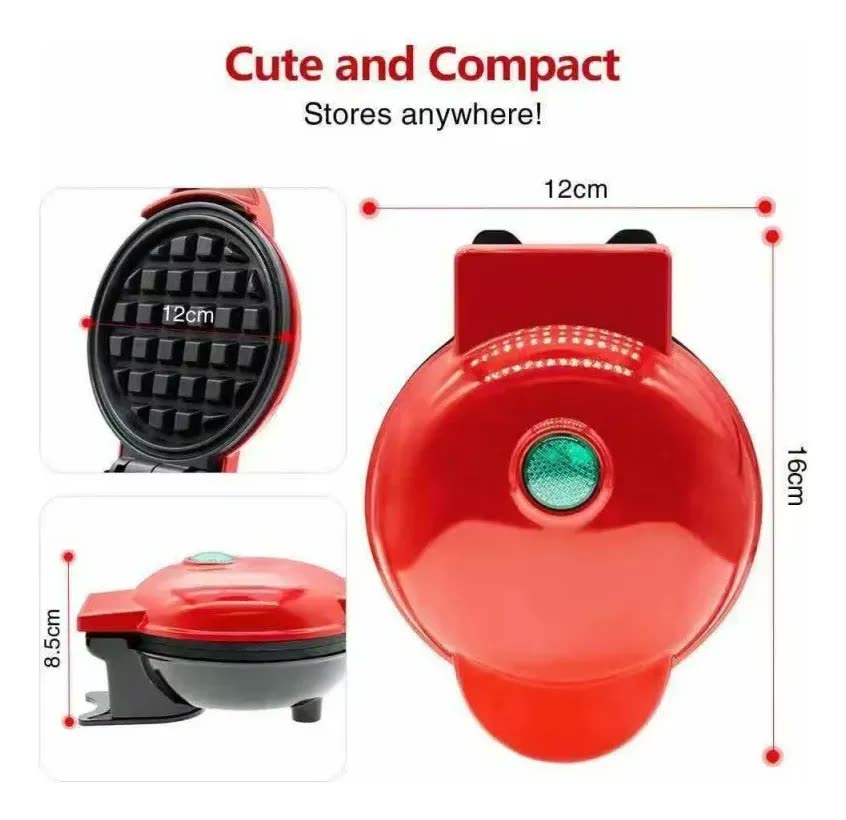Mini Máquina De Waffle Elétrica Antiaderente Vermelho 127/220v