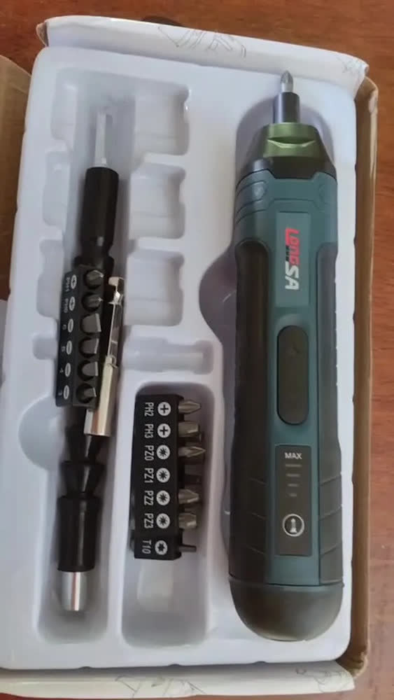 foto de Electric Cordless Screwdriver 3.7v Usb Rechargeable 4-speed Azul 3.7v