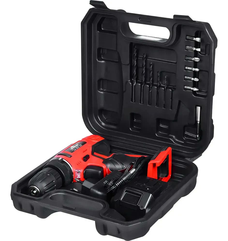 Parafusadeira Furadeira Worker 12V Bivolt Com Kit 13 Peças LED
