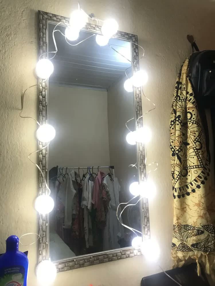 foto de Luz De Espelho Com Led Camarim Maquiagem 10 Lampadas 3 Cores - Marca Camperluz