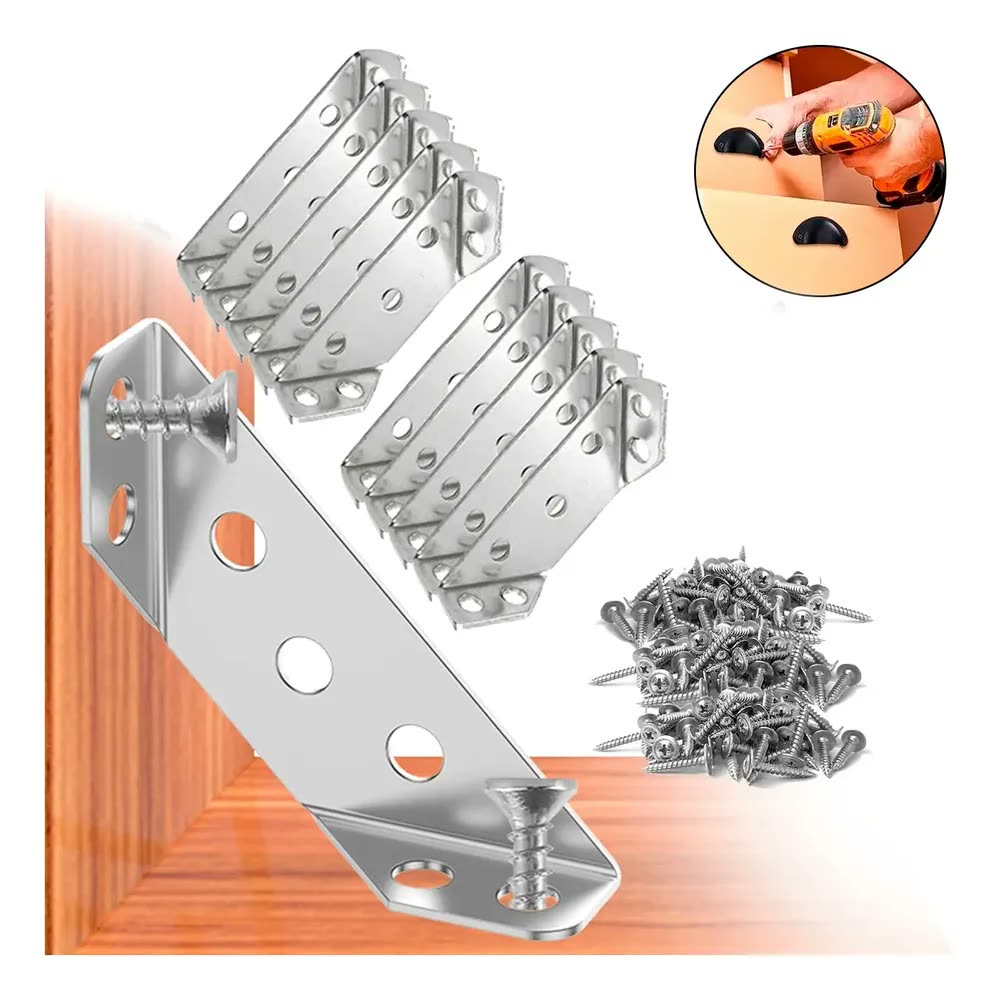 Conector De Canto Para Móveis Universal Forte 10 Peças Aço