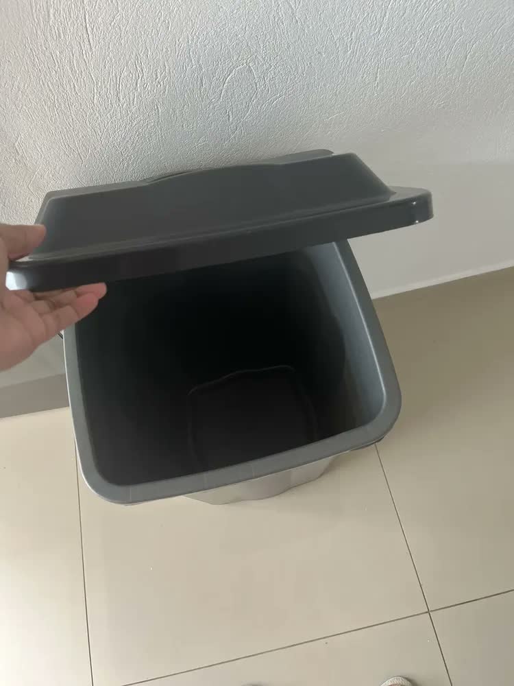 foto de Cesto Quadrado 50L com Tampa e Alça – Multiuso para Roupa Suja,Lixo, Água,Lavanderia, Banheiro,Área de Serviço,Organizador,Recipiente,Armazenamento Doméstico