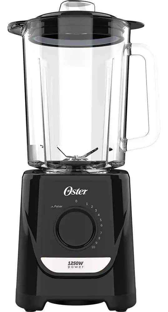 Liquidificador Oster Oliq520 Preto de 1,8L 1250W Jarra De Vidro e Laminas em Inox