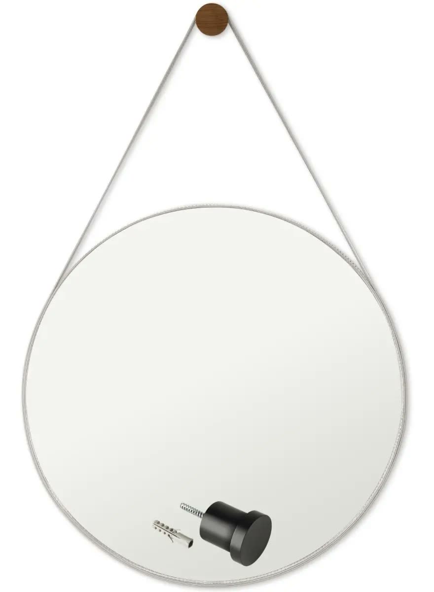 Espelho Redondo Decorativo Suspenso Com Alça 60cm + Suporte