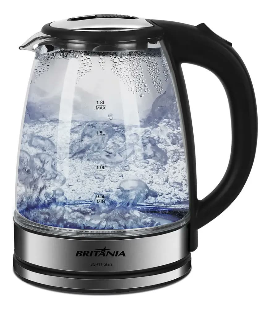 Chaleira Elétrica Bch11 Glass Light Control 1,8l Britânia Preto