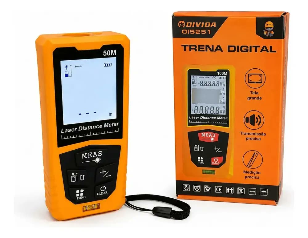 Trena Eletronica Medidor Distancia Digital A Laser 50 Metros
