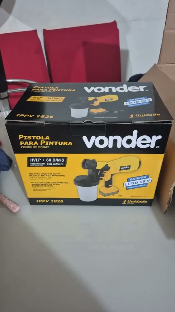foto de Pistola Pintura À Bateria S/ Bateria E Carregador Vonder Cor Amarelo