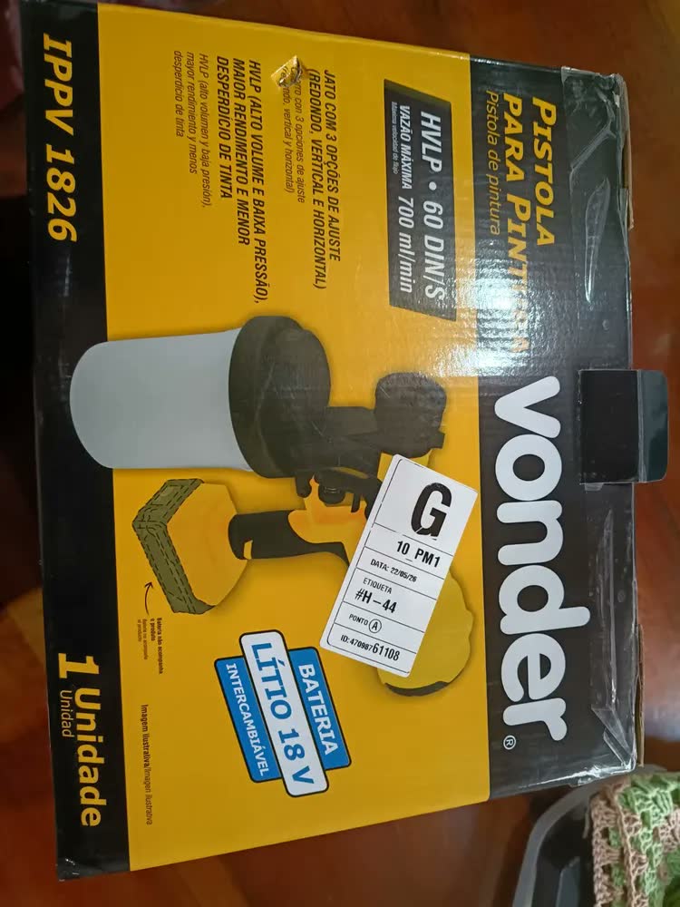 foto de Pistola Pintura À Bateria S/ Bateria E Carregador Vonder Cor Amarelo
