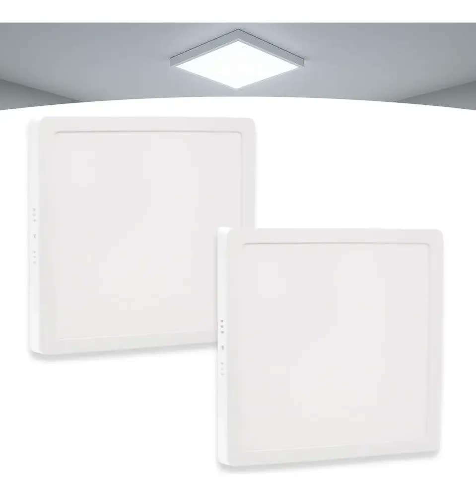 Kit 2 Plafon LED Quadrado RY 25W Sobrepor Branco Frio Teto