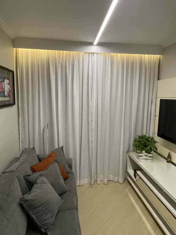 foto de Cortina Gaze Linho E Blackout 100% - 6m X 2,70 Trilho Duplo
