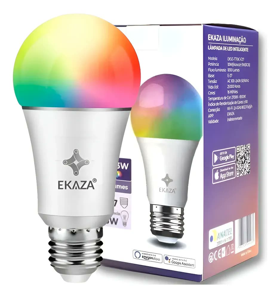 foto de Lâmpada Inteligente Ekaza Ekhm-T609 Rgb A60 9W+3RGB Smart Alexa e Google Home