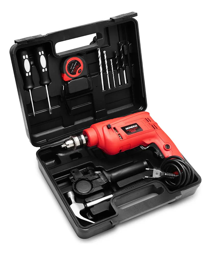 Furadeira de Impacto com Maleta Mondial 650W - NFFI-07M
