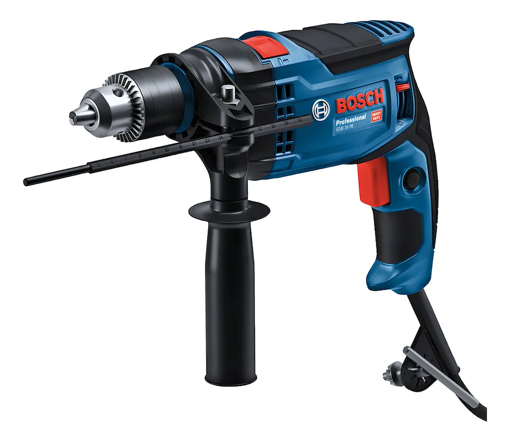 foto de Furadeira De Impacto 1/2 Pol Bosch Gsb 16 Re 850w Azul Com Velocidade Variável E Reversível