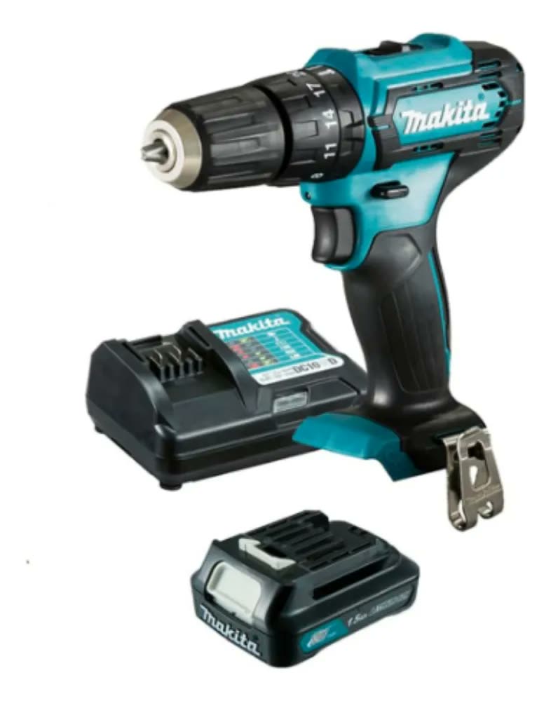 Kit Parafusadeira Furadeira De Impacto Hp333dwyx3 Makita Bateria 12V 1,5 Ah E carregador