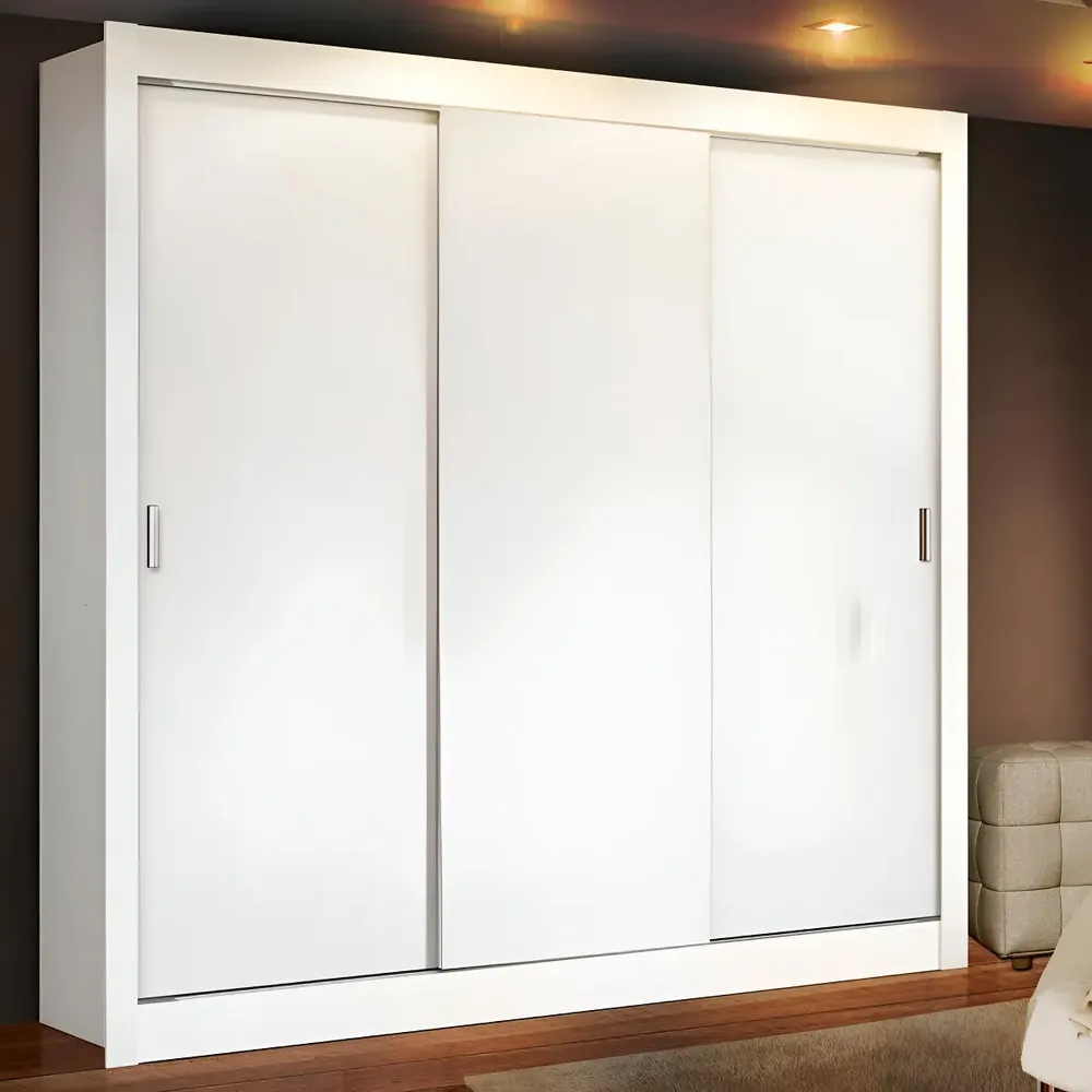 Guarda Roupa Casal Madesa Mônaco 3 Portas De Correr Cor Branco 109309