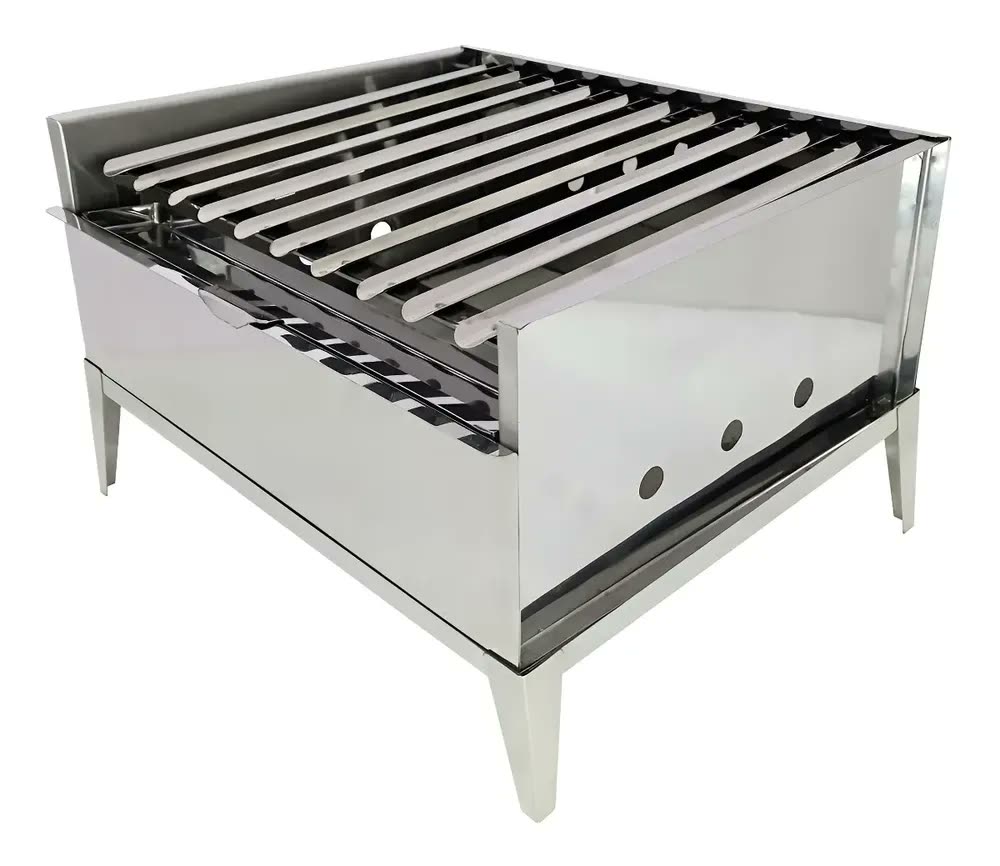Churrasqueira Móvel Pantheon Inox Mini Parrilla com Tijolos Refratários