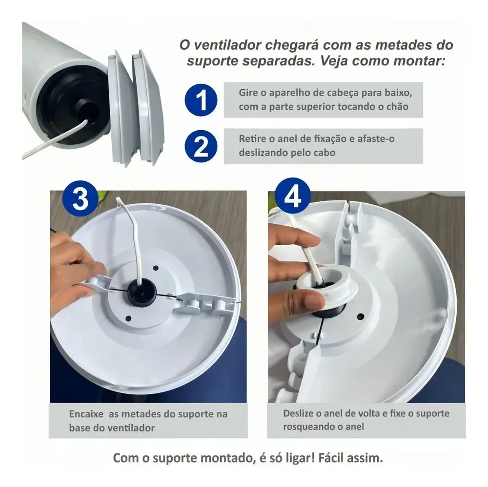 Ventilador de Coluna Silencioso Fix 45W Branco Polipropileno 22cm
