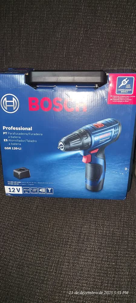 foto de Parafusadeira Furadeira GSR 120-LI 3/8 POL com Bateria 2Ah Carregador Rápido e Maleta Bosch