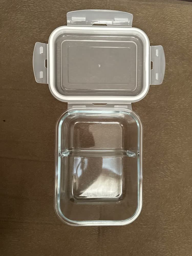 foto de Potes Herméticos Vidro 1040ml com Divisória Quality House 2 Unidades