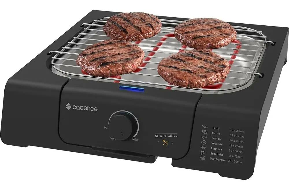 Churrasqueira Elétrica Cadence Short Grill Cor Inox e Preto GRL 805