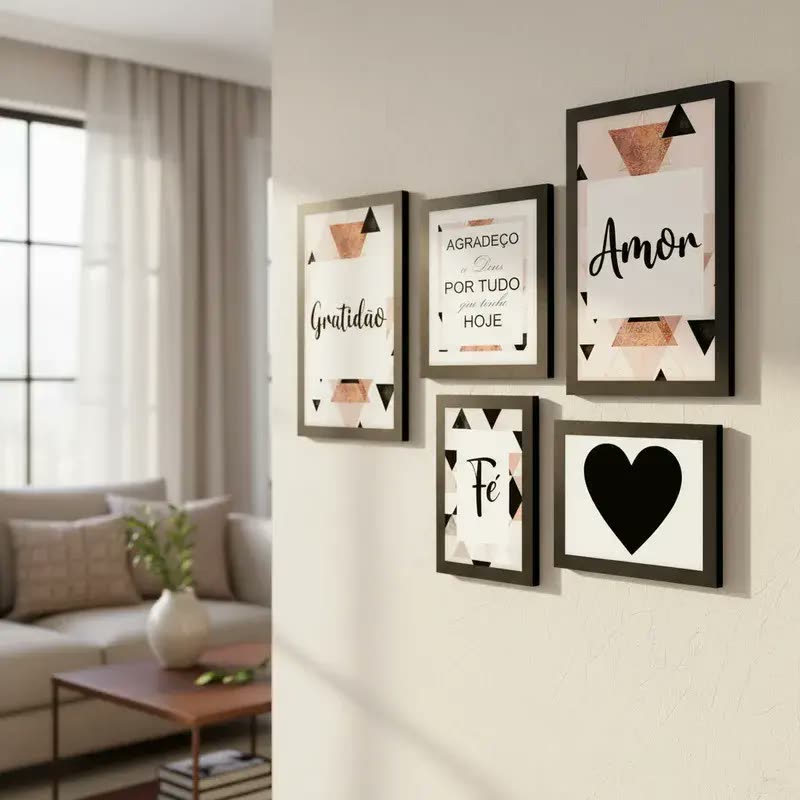 foto de Quadros Decorativos Frases Amor Fé Gratidão Sala Escritório