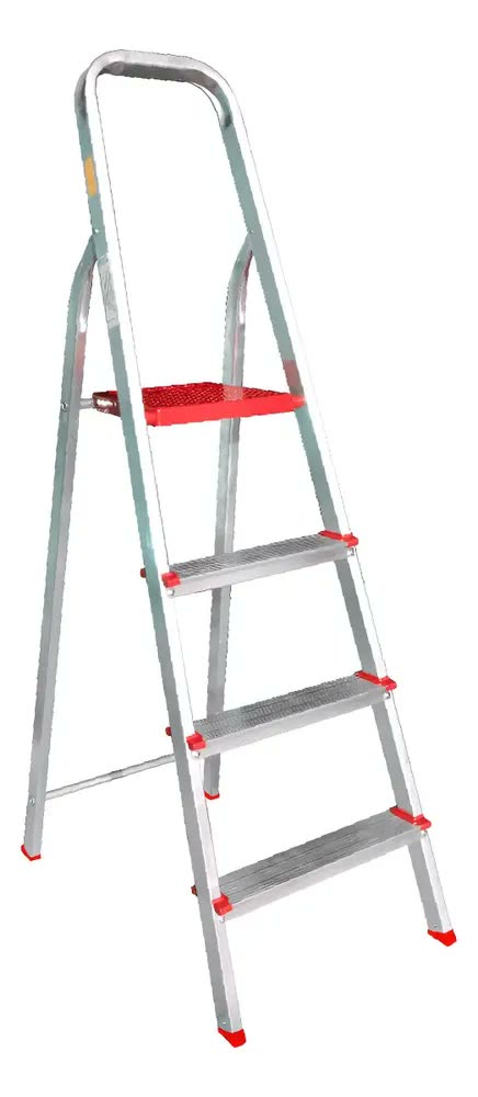 Escada Botafogo Lar & Lazer ESC0063 Doméstica De Alumínio 4 Degraus Prata Cor Phantom red
