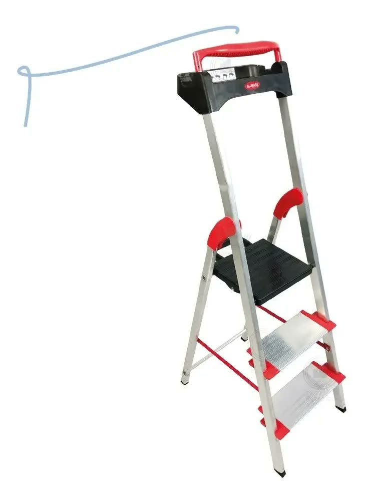 Escada Alumínio 3 Degraus Largos 13cm Dobrável Comfort 150kg Alumasa