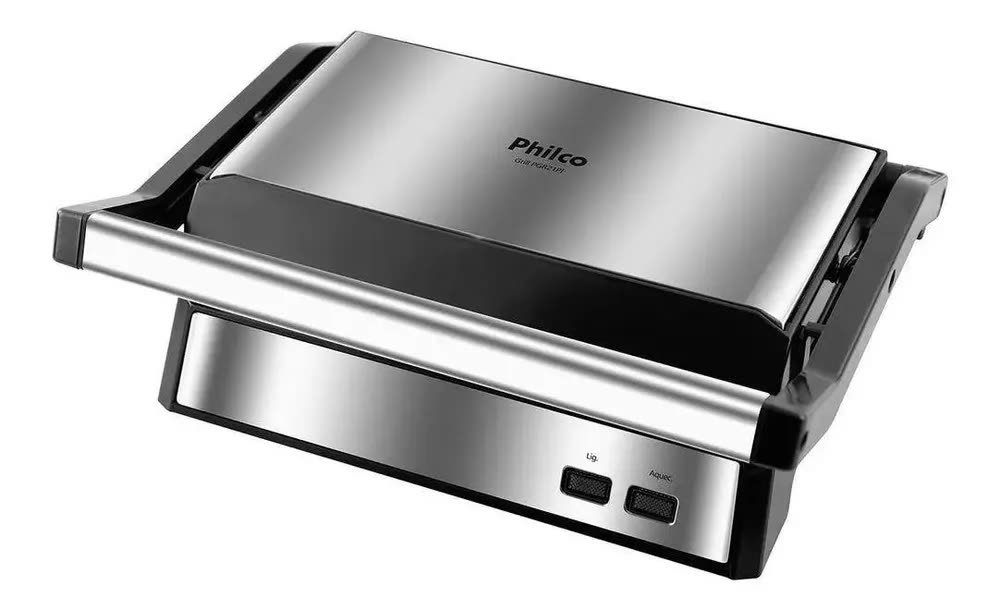 Grill E Sanduicheira Philco PGR21PI Antiaderente 2 Em 1 Inox
