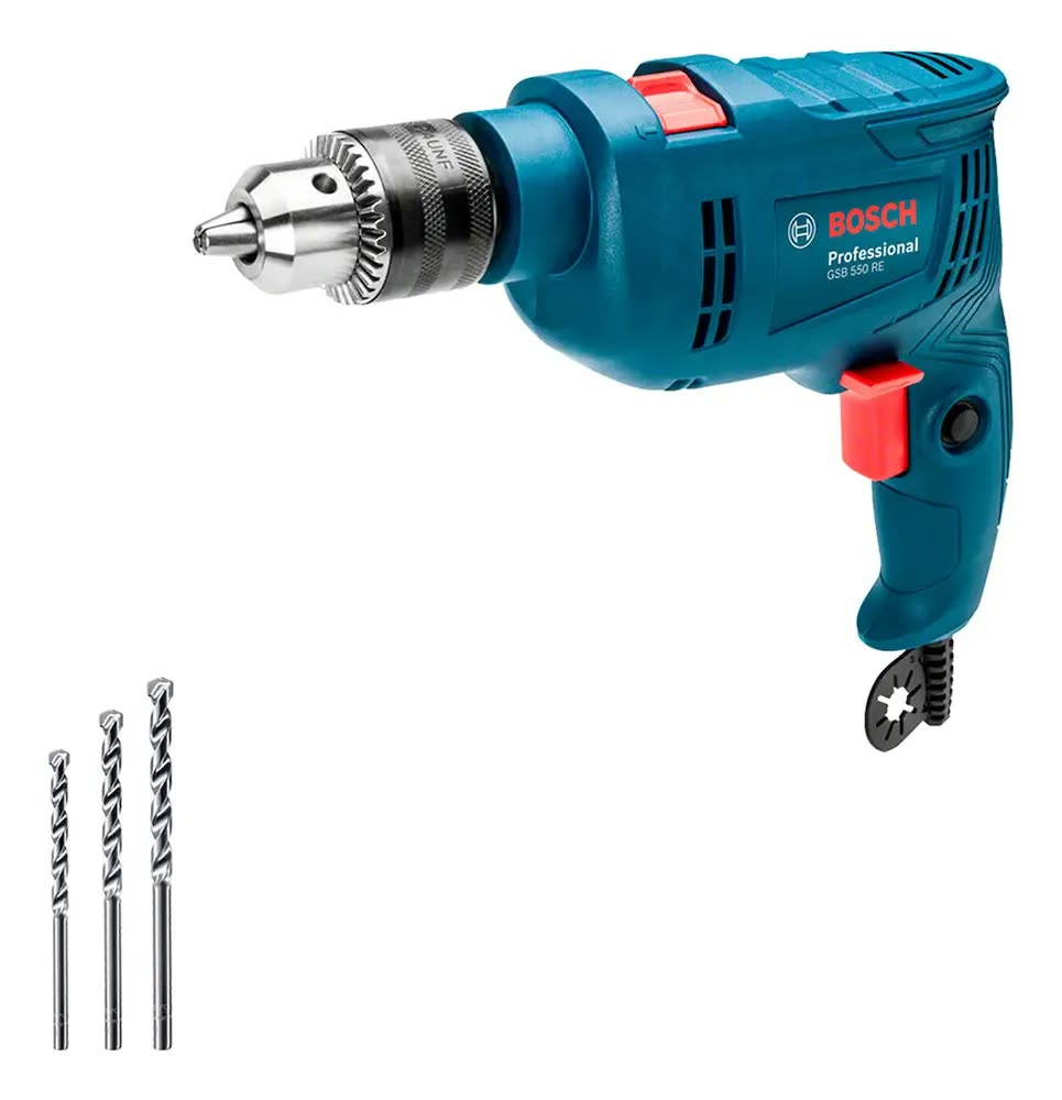 Furadeira De Impacto 1/2pol 550w Vvr 3 Broca Gsb550re Bosch Cor Azul-turquesa