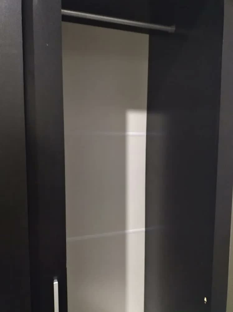 foto de Guarda Roupa Casal Mônaco Madesa 3 Portas De Correr Preto 10938N