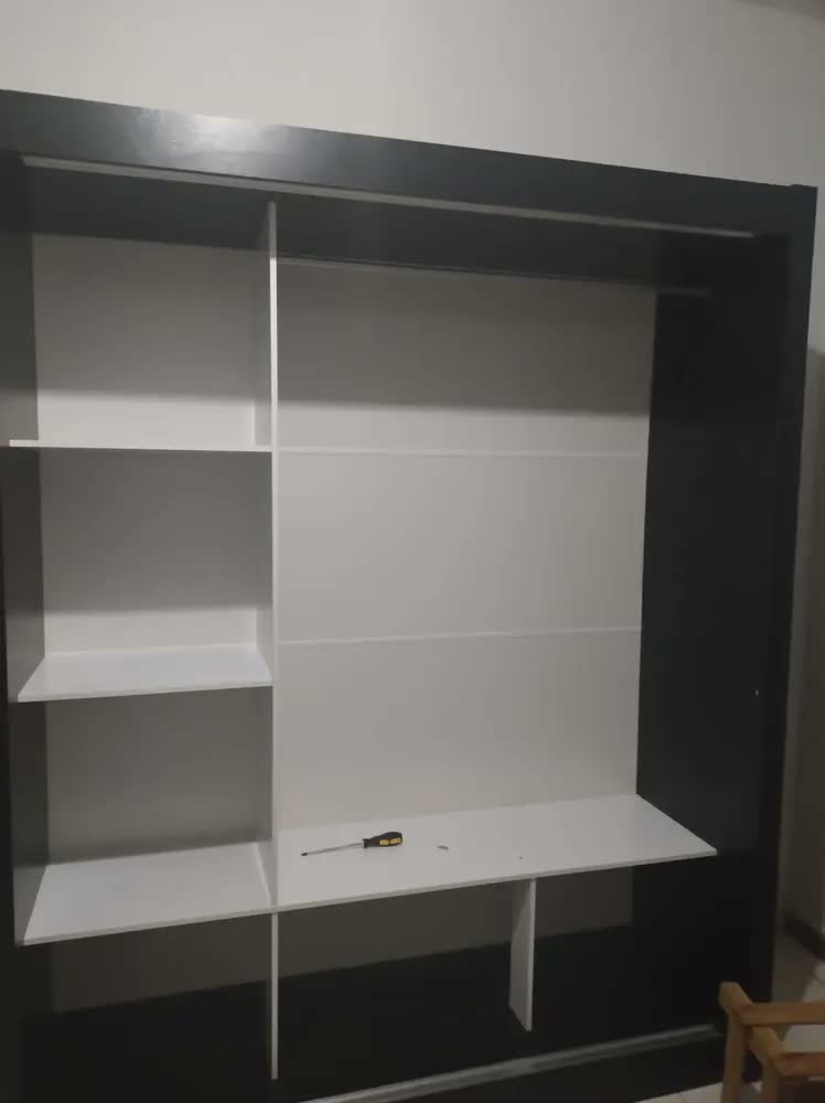 foto de Guarda Roupa Casal Mônaco Madesa 3 Portas De Correr Preto 10938N