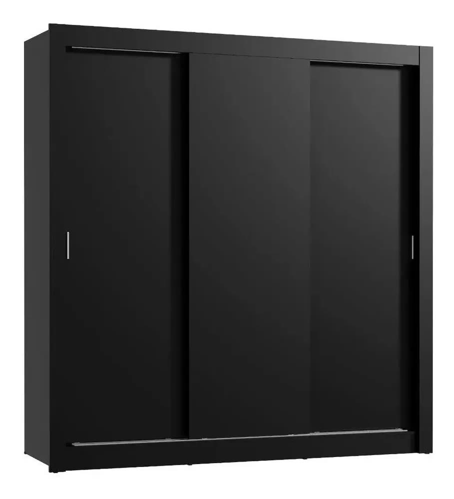 Guarda Roupa Casal Mônaco Madesa 3 Portas De Correr Preto 10938N