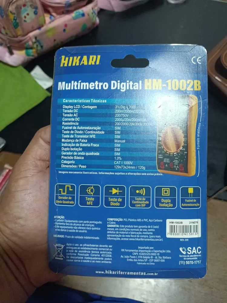 foto de Multímetro Digital Hikari Hm-1002b Profissional Display 2,3