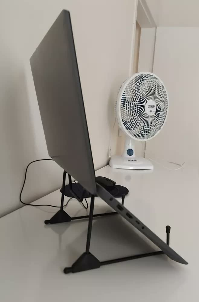 foto de Suporte Notebook Ergonômico Ajustável Dobrável Antiderrapante Preto Portátil PIX 0790016 – Ideal para Home Office e Estudo