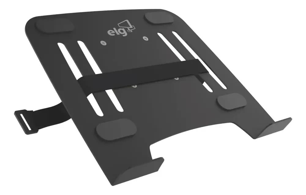 foto de Suporte Bandeja para Notebook 10 a 17 Polegadas 9kg ELG VESA 75x75 Compatível com Suporte de Monitor Aço Carbono Cinta de Segurança Preto FB7510