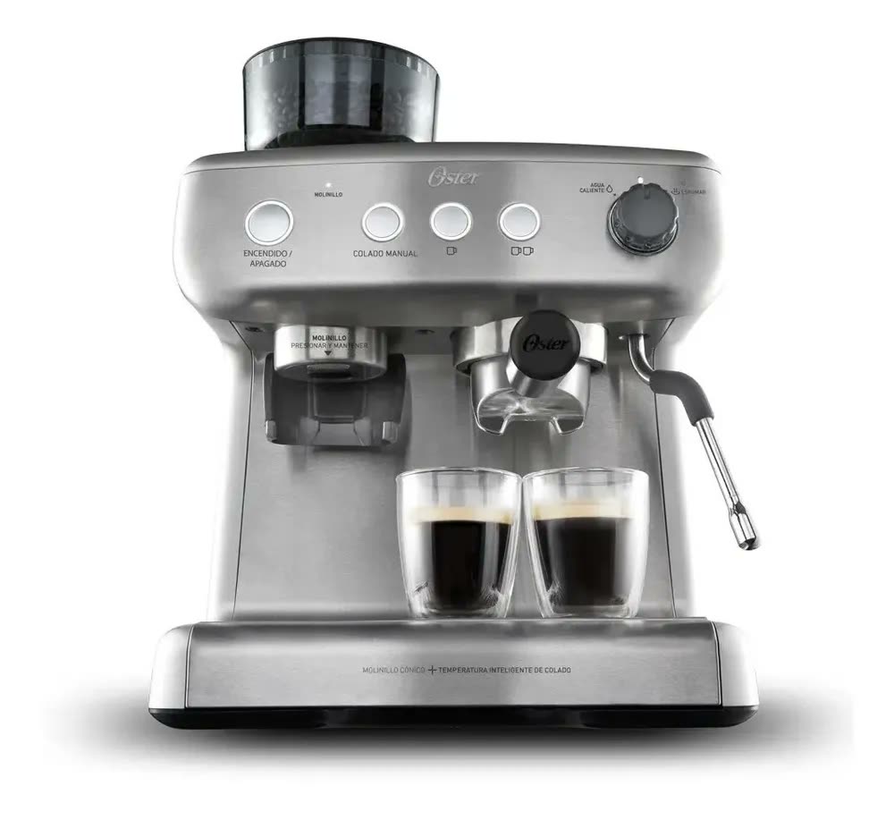 Cafeteira Espresso Oster Perfect Brew 15 barras C/molino Color Plateado
