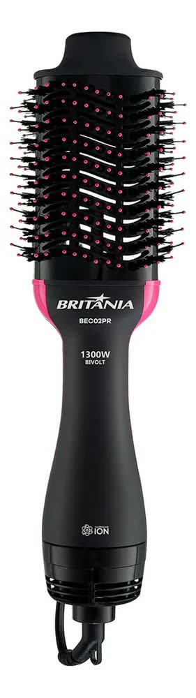 foto de Britânia Escova Secadora Bec02pr 4 Em 1 1300w Cor Preto e Rosa