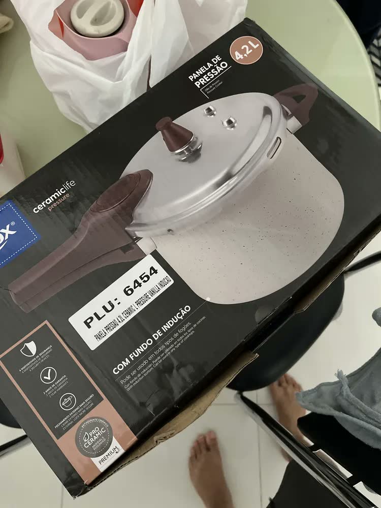 foto de Panela De Pressão Brinox Pressure 4,2l Ø20 X 14,5 Cm Vanilla Baunilha