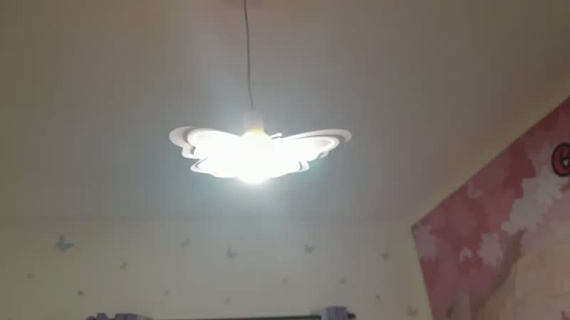 foto de Luminária Pendente Borboleta Infantil Teto Shin Tech Rosa Bivolt
