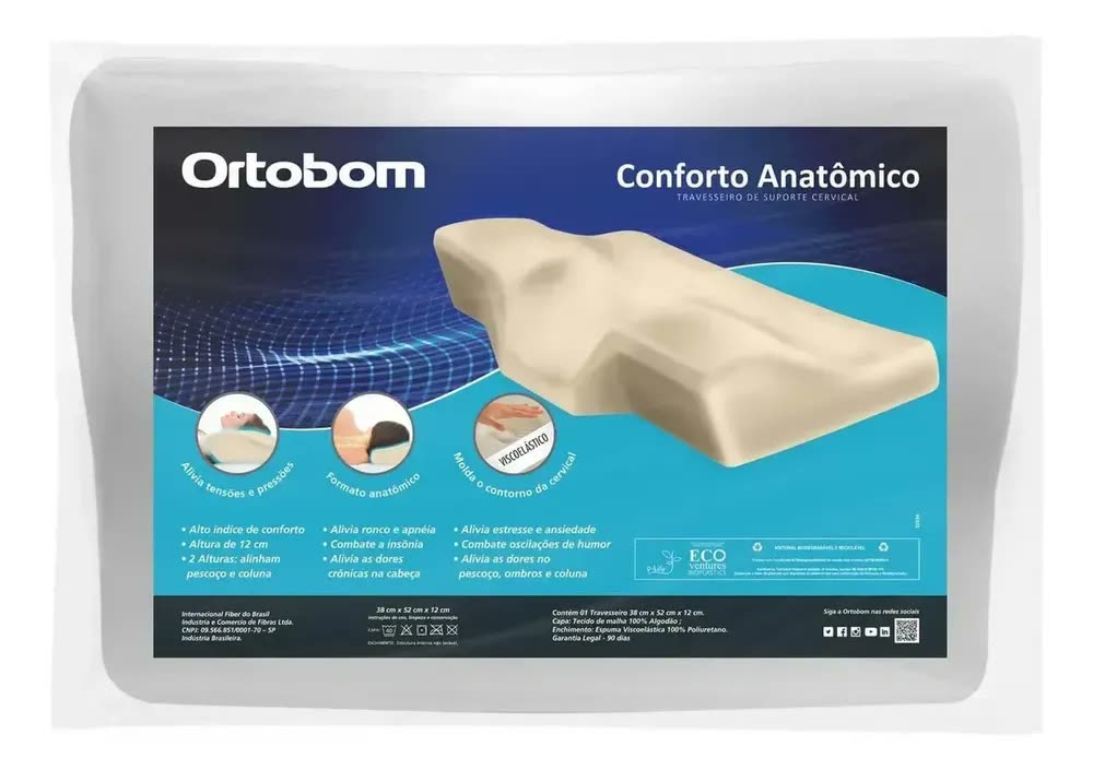 Travesseiro Nasa Anatômico Ortobom De Suporte Cervical