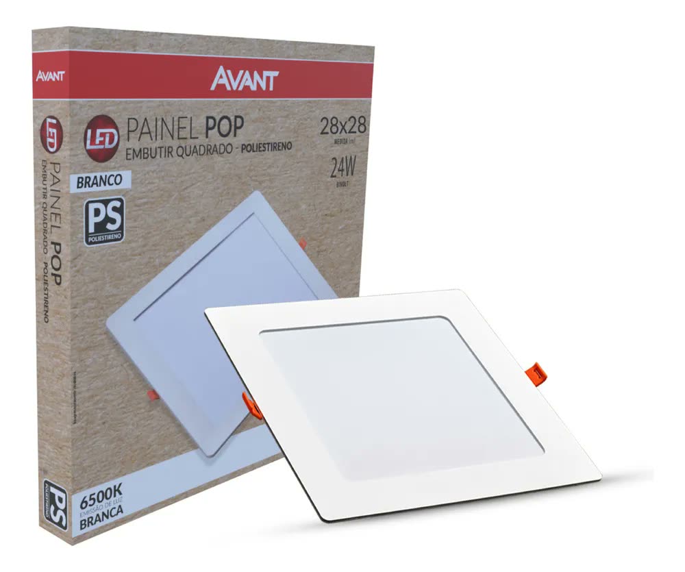 Painel Pop Embutir Quadrado 28x28 24w - Avant