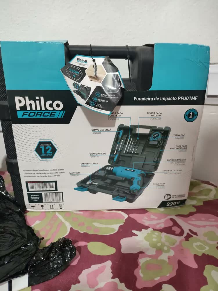 foto de Furadeira de Impacto Pfu01mf Com Maleta Philco 650w Azul e preto