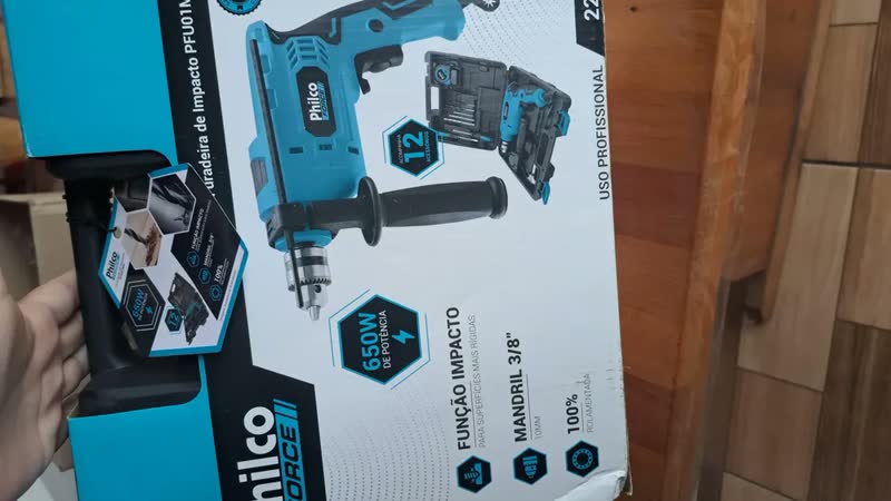 foto de Furadeira de Impacto Pfu01mf Com Maleta Philco 650w Azul e preto