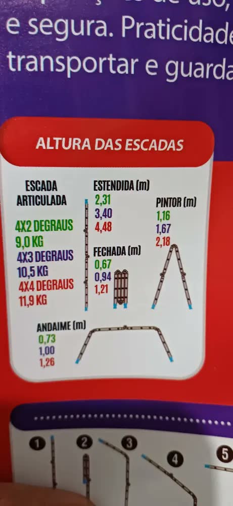 foto de Escada Articulada 4x4 em Alumínio 16 Degraus 4,48m - Reisam